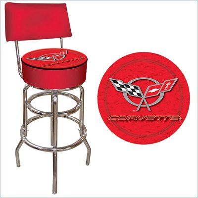 Trademark Retro Corvette C5 Padded Bar Stool with Back - Red