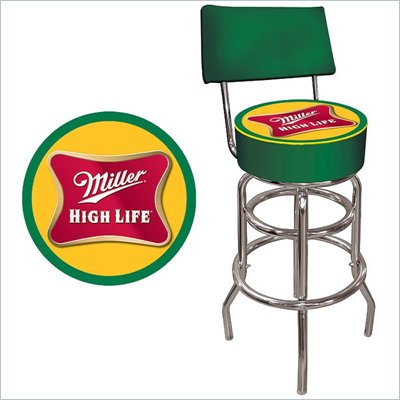 Trademark Retro Miller High Life Padded Bar Stool with Back