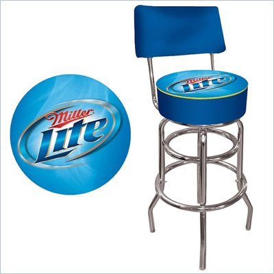 Trademark Retro Miller Lite Padded Bar Stool with Back