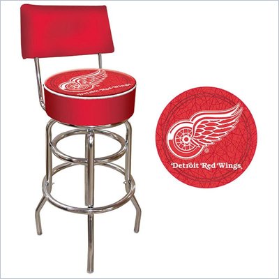 Trademark Retro NHL Detroit Redwings Padded Bar Stool with Back