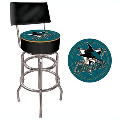 Trademark Retro NHL San Jose Sharks Padded Bar Stool with Back