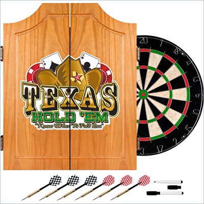 Trademark Texas Hold'em Dart Cabinet includes Darts and Board