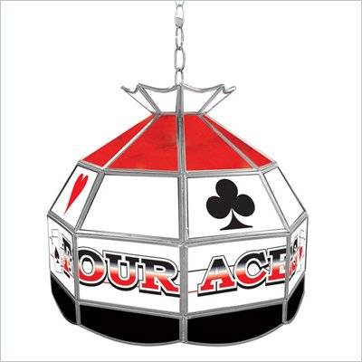 Trademark Four Aces Stained Glass Tiffany Lamp - 16 inch diameter