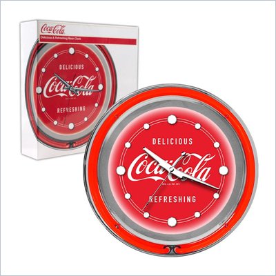 Trademark Global Coca Cola Neon Clock - Delicious Refreshing - 2 Rings