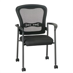 Office Star Pro Line II Titanium Finish ProGrid Back Visitors Chair with Arms and Casters by Office Star