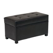 Office Star Faux Leather Metro Storage Bench Ottoman in Espresso