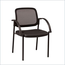 Office Star Ventilated Screen Back Leather Visitors Chair in Black