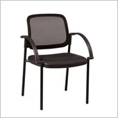 Office Star Ventilated Screen Back Leather Visitors Chair in Black