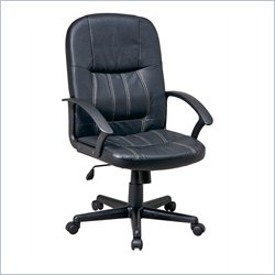 Office Star Work Smart Executive Leather Chair in Black
