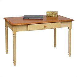 Office Star Country Cottage Wood Writing Desk in Antique Whitewash and Cherry