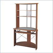 Office Star Insignia Glass Top Wood Computer Workstation with Hutch in Cherry
