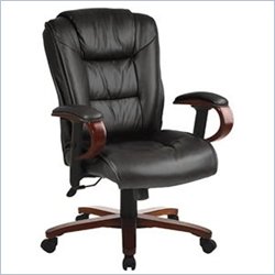 Office Star Work Smart Executive Leather Chair with 2-to-1 Synchro Tilt