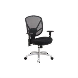 Office Star Screen Back 2-to-1 Synchro Tilt Office Chair with Aluminum Finish Base
