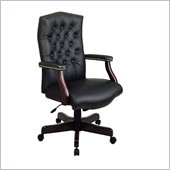 Office Star Black Traditional Leather Executive Chair with Mahogany Finish