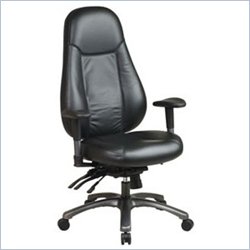 Office Star Pro-Line II Multi-Function High Back Leather Office Chair in Black