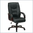 Office Star Work Smart High Back Executive Leather Chair with Mahogany Finish Wood Base and Padded Arms