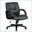 Office Star High Mid Back Chair with Mahogany Finish Wood Base and Padded Arms