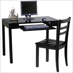 Office Star Wood Computer Desk and Chair Set in Black