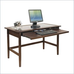 Office Star Richmond Glass Top Wood Computer Desk in Espresso