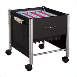 Office Star Saturn 1 Drawer Mobile Metal Filing Cabinet in Black and Silver