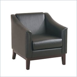 Office Star Work Smart Black Vinyl Chair with Mahogany Finish Frame