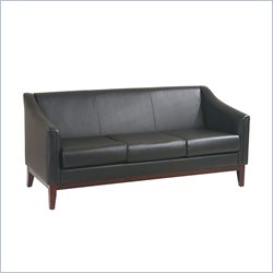 Office Star Work Smart Black Vinyl Sofa with Mahogany Finish Fram