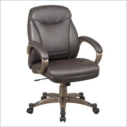 Office Star Faux Leather Mid Back Chair in Espresso