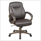 Office Star Faux Leather Mid Back Chair in Espresso