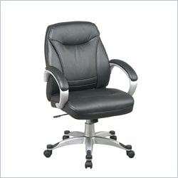 Office Star Faux Leather Mid Back Chair in Black