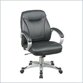 Office Star Faux Leather Mid Back Chair in Black