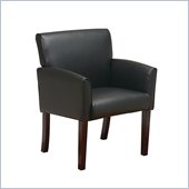 Office Star Black Vinyl Guest Chair with Mahogany Legs