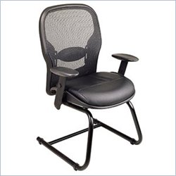 Office Star SPACE Collection: Matrex Back Cantilever Base Guest Chair with Leather Seat in Black