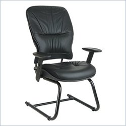 Office Star SPACE Collection: Leather Cantilever Base Guest Chair with Height Adjustable Arms in Black