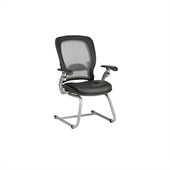 Office Star SPACE Collection: Air Grid Back Leather Guest Chair with Platinum Finish Cantilever Base