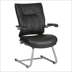 Office Star SPACE Collection: Deluxe Leather Guest Chair with Platinum Finish Cantilever Base