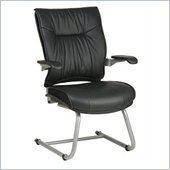 Office Star SPACE Collection: Deluxe Leather Guest Chair with Platinum Finish Cantilever Base