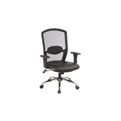 Office Star Screen Back Office Chair with Leather Seat in Black