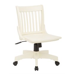Office Star Deluxe Armless Wood Bankers Chair with Wood Seat in Antique White by Office Star