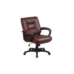 Office Star Work Smart Mid Back Executive Leather Chair with Padded Loop Arms