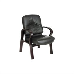 Office Star Leather Visitors Chair in Mahogany by Office Star