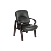 Office Star Leather Visitors Chair in Mahogany
