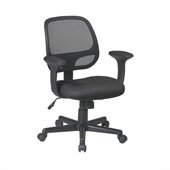 Office Star Screen Back Task Chair with T Arms and Mesh Fabric Pads
