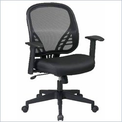 Office Star Deluxe Screen Back Chair with Nylon Base, Adjustable Arms, and Casters