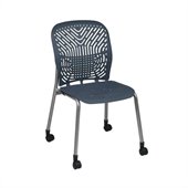 Office Star 801 Blue Visitors Chair w/ PF & Casters (Set of 2)