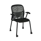 Office Star 801 Raven Visitors Chair w/ BF, Arms & Casters (Set of 2)