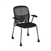 Office Star 801 Raven Visitors Chair w/ PF, Arms & Casters (Set of 2)