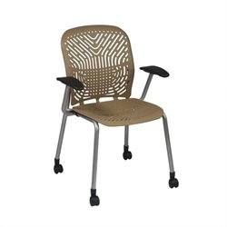 Office Star 801 Latte Visitors Chair w/ PF, Arms & Casters (Set of 2)