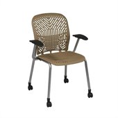 Office Star 801 Latte Visitors Chair w/ PF, Arms & Casters (Set of 2)
