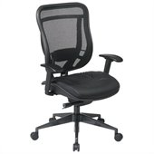 Office Star 818 High Back Chair w/ Leather Seat in Black/Gunmetal