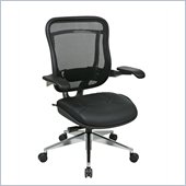 Office Star 818A High Back Chair w/ Leather Seat in Black/Gunmetal